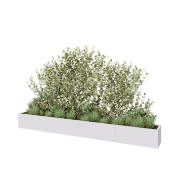 Acél virágláda XXL - Téglalap - 400 x 40 x 40 cm - RAL9010 matt (fehér) - Fenéklemezzel