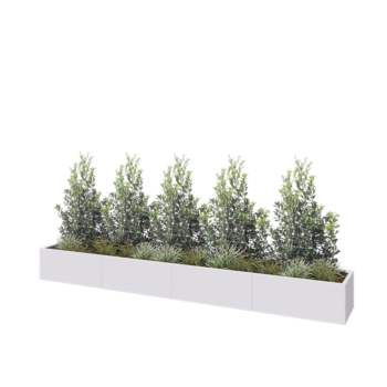 Acél virágláda XXL - Téglalap - 400 x 50 x 40 cm - RAL9010 matt (fehér) - Fenéklemez nélkül