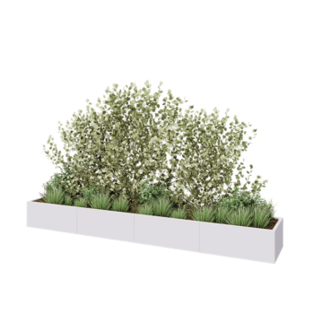 Acél virágláda XXL - Téglalap - 400 x 60 x 40 cm - RAL9010 matt (fehér) - Fenéklemezzel