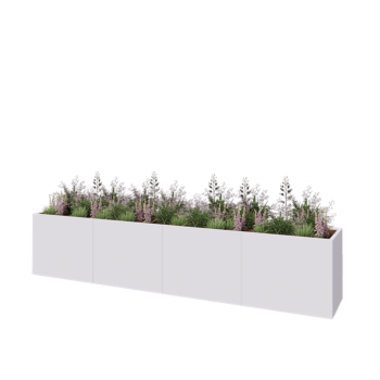 Acél virágláda XXL - Téglalap - 400 x 60 x 80 cm - RAL9010 matt (fehér) - Fenéklemezzel