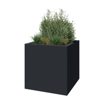 Üvegszálas virágláda - Négyzet - 120 x 120 x 120 cm - RAL7021 matt (fekete szürke) - Alátéttel