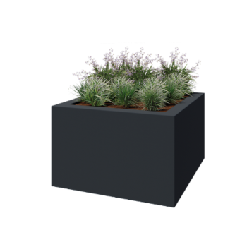 Üvegszálas virágláda - Négyzet - 160 x 160 x 100 cm - RAL7021 matt (fekete szürke) - Alátéttel