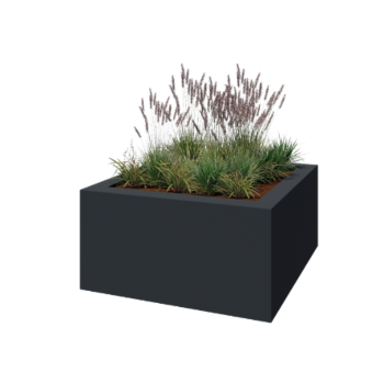 Üvegszálas virágláda - Négyzet - 160 x 160 x 80 cm - RAL7021 matt (fekete szürke) - Alátéttel