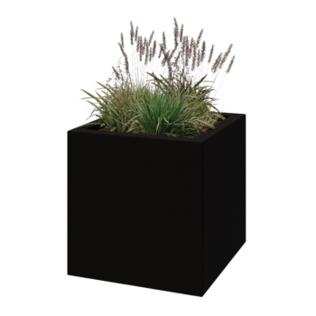 Üvegszálas virágláda - Négyzet - 70 x 70 x 70 cm - RAL9005 matt (fekete) - Alátéttel