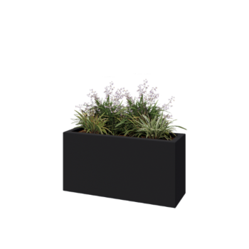 Üvegszálas virágláda - Téglalap alakú - 100 x 30 x 50 cm - RAL7021 matt (fekete szürke) - Alátéttel