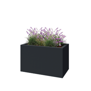 Üvegszálas virágláda - Téglalap alakú - 100 x 50 x 60 cm - RAL7021 matt (fekete szürke) - Alátéttel