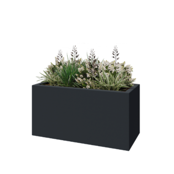 Üvegszálas virágláda - Téglalap alakú - 120 x 50 x 40 cm - RAL7021 matt (fekete szürke) - Alátéttel