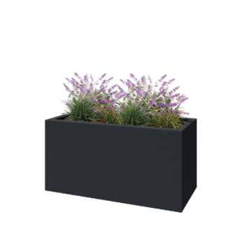 Üvegszálas virágláda - Téglalap alakú - 120 x 50 x 60 cm - RAL7021 matt (fekete szürke) - Alátéttel
