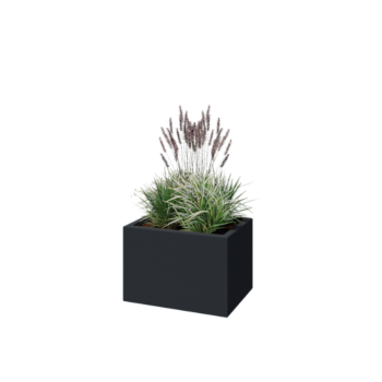 Üvegszálas virágláda - Téglalap alakú - 60 x 40 x 40 cm - RAL7021 matt (fekete szürke) - Alátéttel