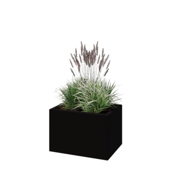 Üvegszálas virágláda - Téglalap alakú - 60 x 40 x 40 cm - RAL9005 matt (fekete) - Alátéttel