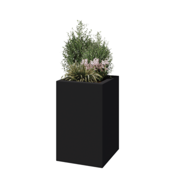 Üvegszálas virágláda - Négyzet - 50 x 50 x 80 cm - RAL7021 matt (fekete szürke) - Alátéttel