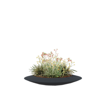 Üvegszálas virágláda - Tál - Ø 120 x 20 cm - RAL7021 matt (fekete szürke) - Alátéttel