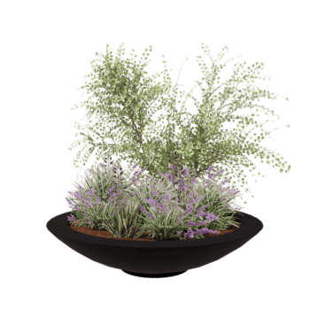 Üvegszálas virágláda - Tál - Ø 153 x 34 cm - RAL9005 matt (fekete) - Alátéttel