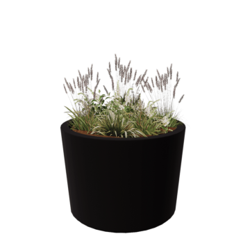 Üvegszálas virágláda - Kúpos - Ø 120 x 80 cm - RAL9005 matt (fekete) - Alátéttel