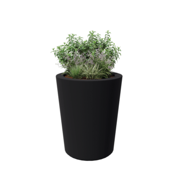 Üvegszálas virágláda - Kúpos - Ø 89 x 100 cm - RAL7021 matt (fekete szürke) - Alátéttel