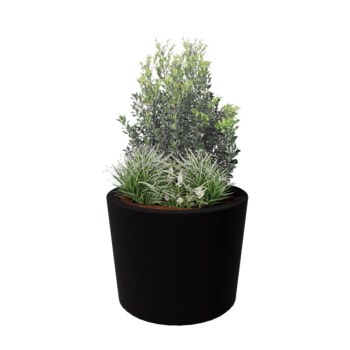 Üvegszálas virágláda - Kúpos - Ø 95 x 70 cm - RAL9005 matt (fekete) - Alátéttel