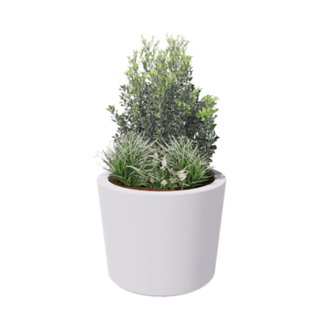 Üvegszálas virágláda - Kúpos - Ø 95 x 70 cm - RAL9010 matt (fehér) - Alátéttel