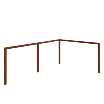 Corten acél pergola - Sarok - 600 x 412 x 242 cm - Betontalp nélkül