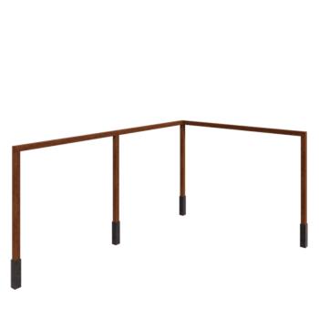 Corten acél pergola - Sarok - 600 x 412 x 242 cm - Betontalppal