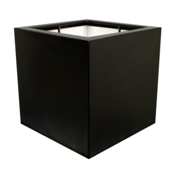 Üvegszálas virágláda - Négyzet - 120 x 120 x 120 cm - RAL9005 matt (fekete) - Alátéttel