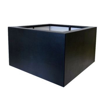 Üvegszálas virágláda - Négyzet - 120 x 120 x 60 cm - RAL9005 matt (fekete) - Alátéttel