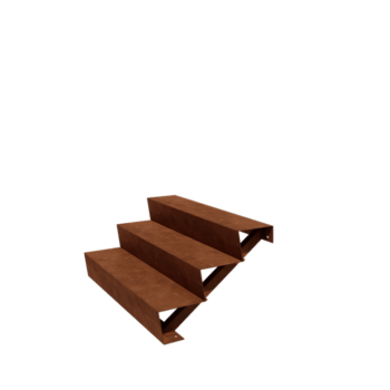 Corten acél lépcső New York 3 lépcsőfok (szélesség 120 cm)