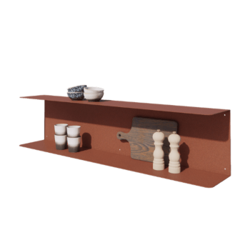 Acél fali polc - C-alak - 120 x 20 x 28 cm - Corten look