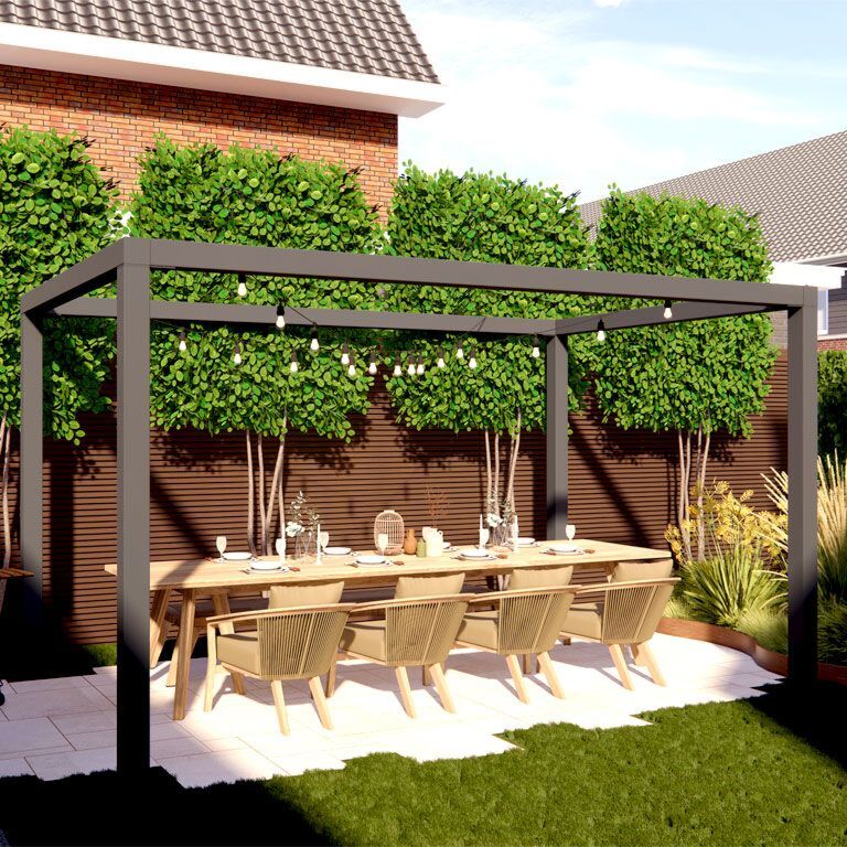 Porszórt acél pergola beállítás 274 x 250 cm-es négyzet