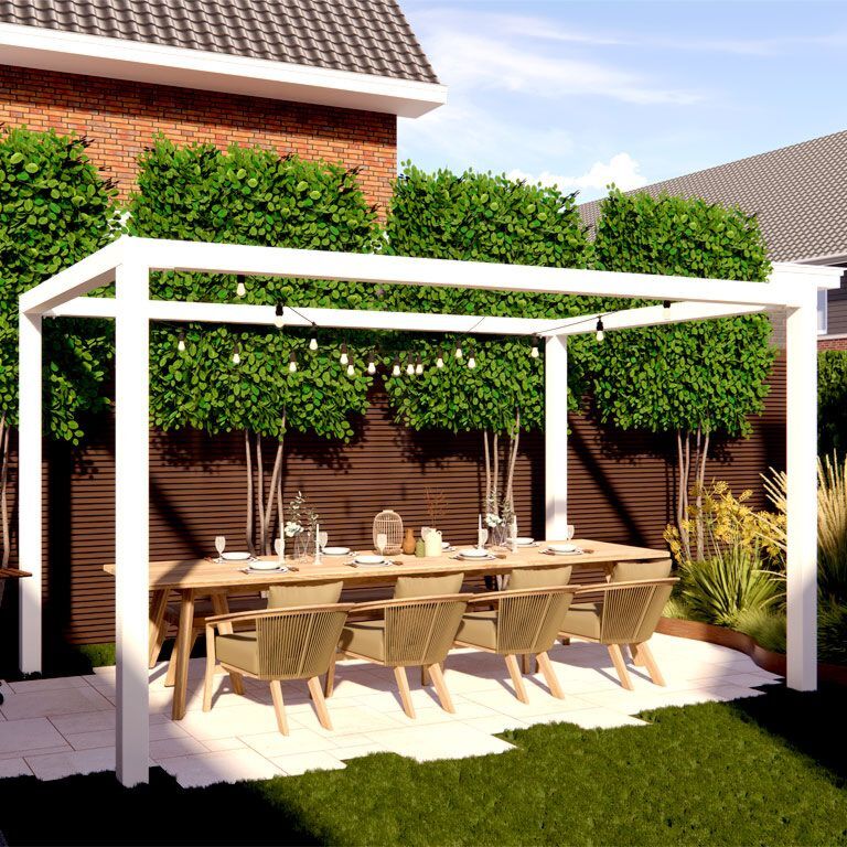 Porszórt acél pergola beállítás négyzet 324 x 250 cm