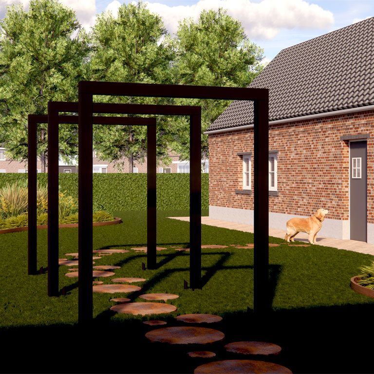 Porszórt acél pergola egyenes 400 cm