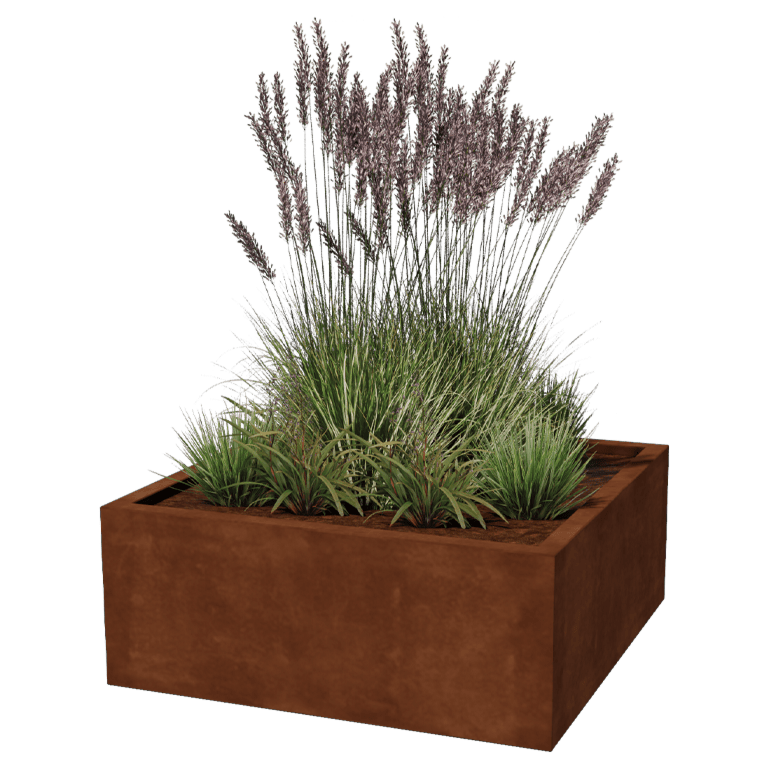 Corten acél hegesztett virágláda Montana 100 x 100 x 40 cm