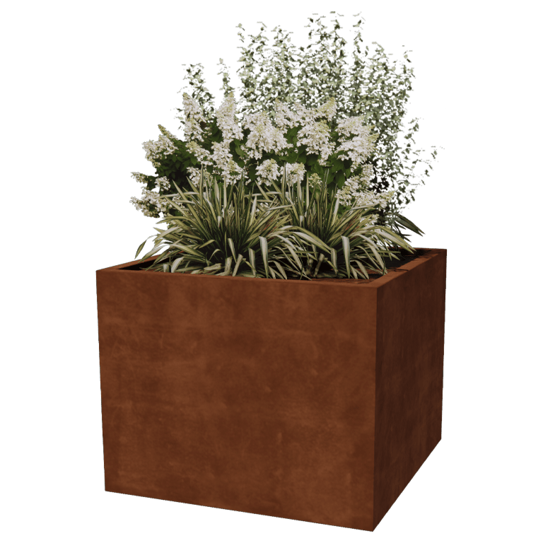 Corten acél hegesztett virágláda Montana 100 x 100 x 80 cm