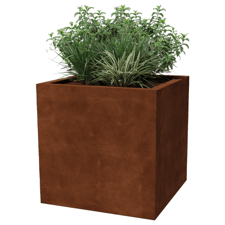 Corten acél hegesztett virágláda Montana 70 x 70 x 70 cm