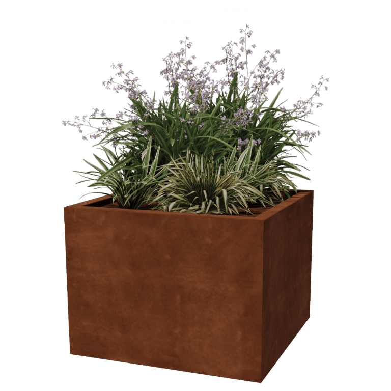 Corten acél hegesztett virágláda Montana 80 x 80 x 60 cm