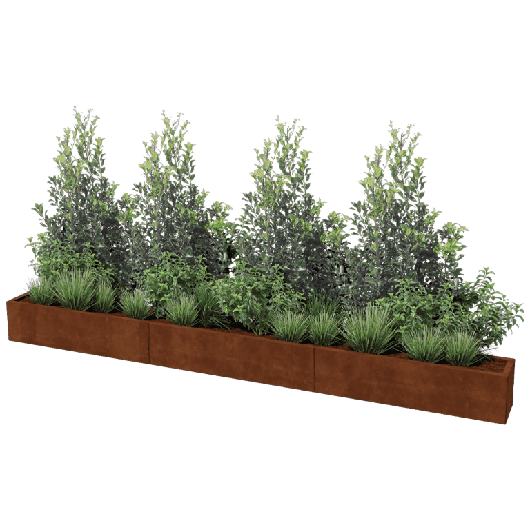 Corten acél virágláda Texas xxl 360 x 30 cm