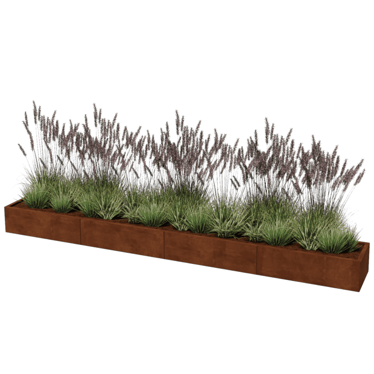 Corten acél virágláda Texas xxl 400 x 50 cm