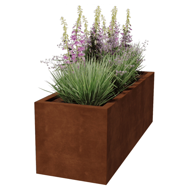 Corten acél hegesztett virágláda Montana 150 x 50 x 50 cm