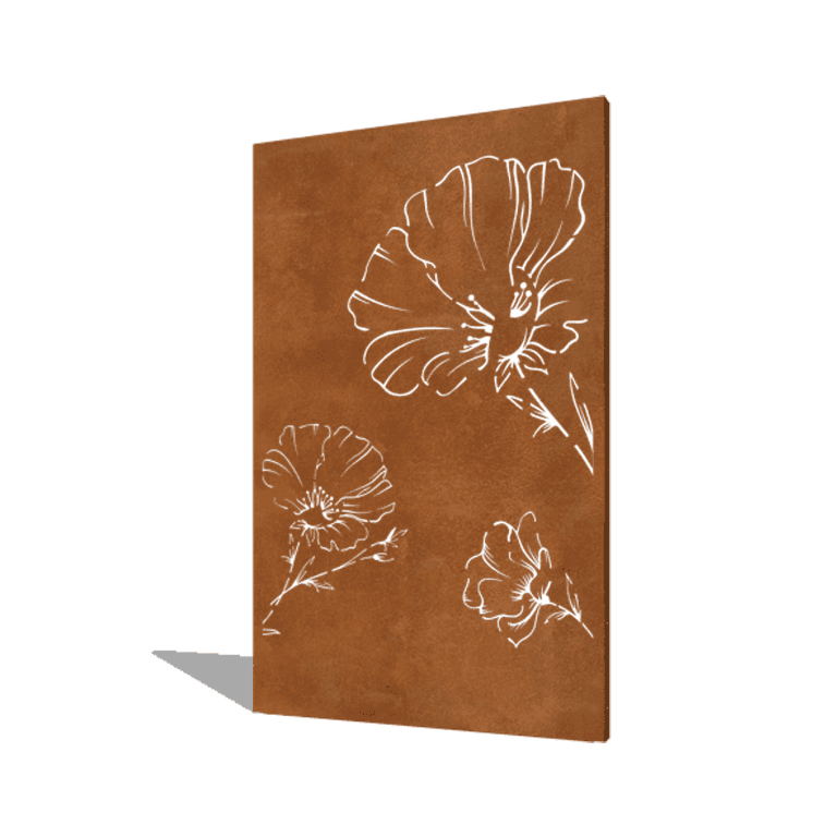 Corten acél panel pipacs 120 x 6 x 190 cm