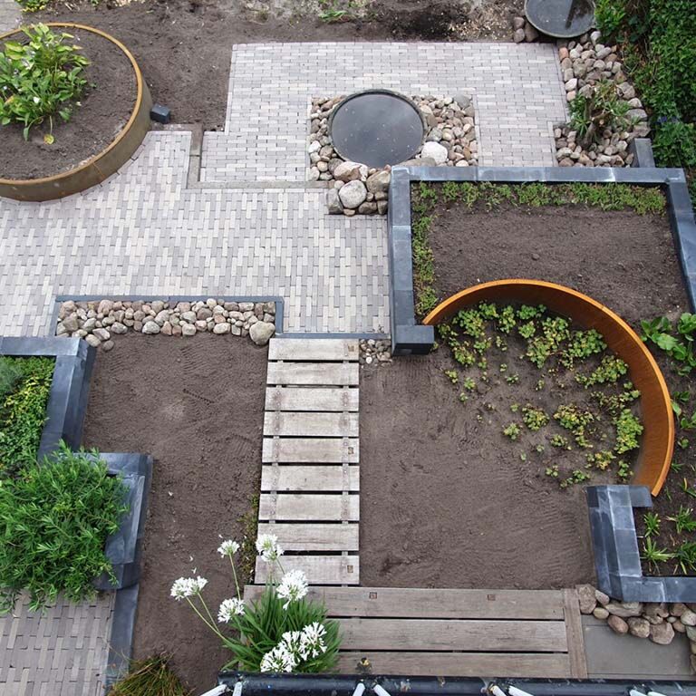 Corten acél támfal külső kanyar 100 x 100 cm (magasság 40 cm)