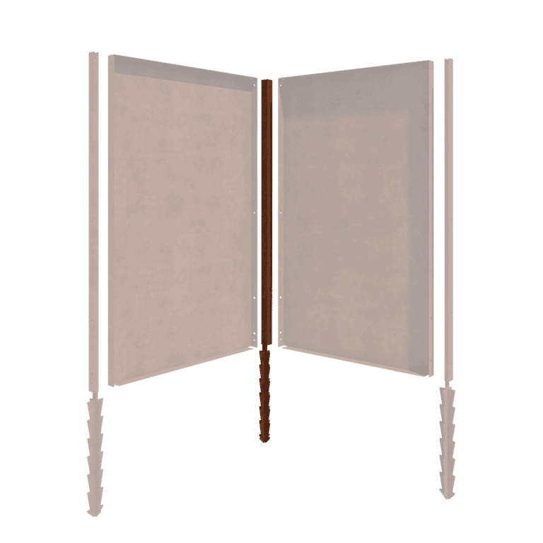 Corten acél oszlop - Sarokelem leszúró tűvel - 190 x 6 x 6 cm
