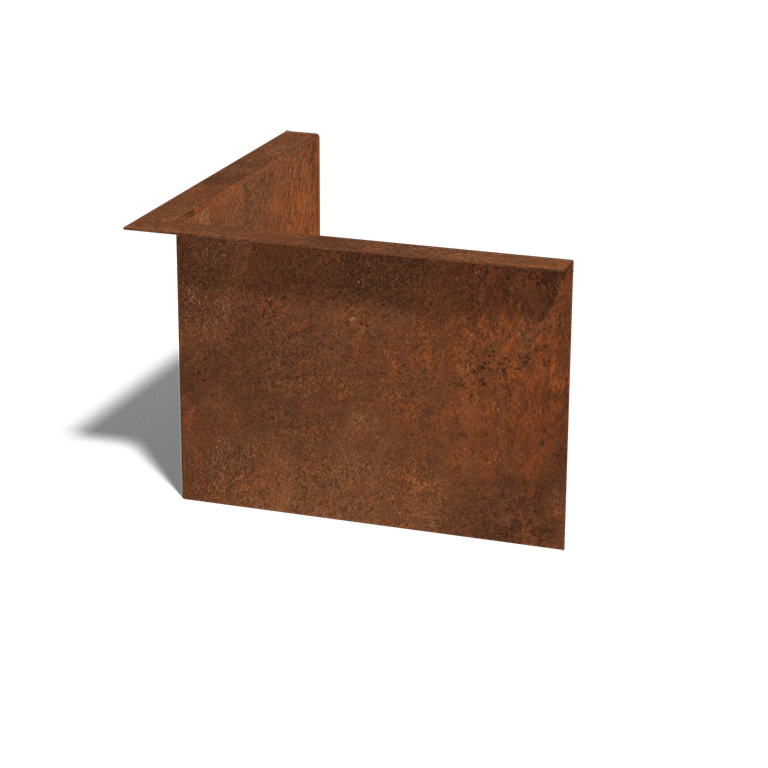 Corten acél szegély vastag 12 cm belső sarok