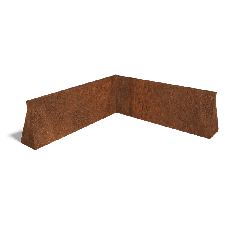 Corten acél támfal belső sarok 100 x 100 cm (magasság 40 cm)