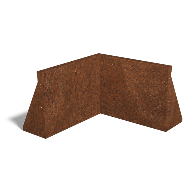 Corten acél támfal belső sarok 50 x 50 cm (magasság 40 cm)