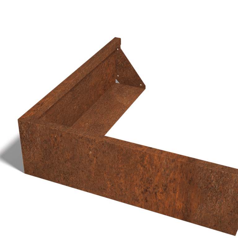 Corten acél támfal külső sarok 100 x 100 cm (magasság 30 cm)