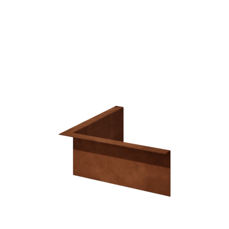 Corten acél ágyásszegély - Rögzített - Belső sarok - Magasság 12 cm