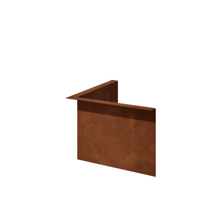 Corten acél ágyásszegély - Rögzített - Belső sarok - Magasság 22 cm