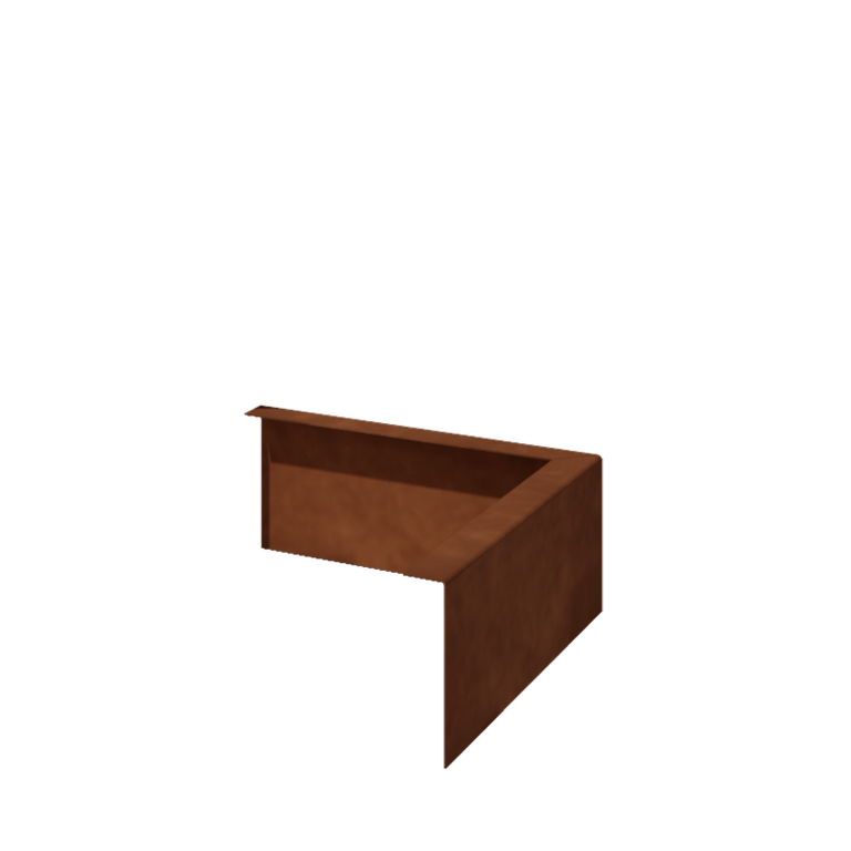 Corten acél szegély vastag 12 cm külső sarok