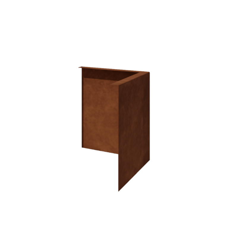 Corten acél szegély vastag 34 cm külső sarok