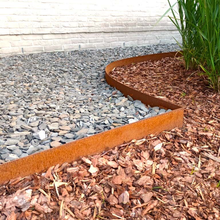 Corten acél szegély egyenes 15 cm teljes készlet 15 méterenként