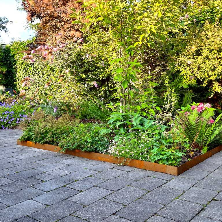 Corten acél szegély egyenes 15 cm teljes készlet 15 méterenként